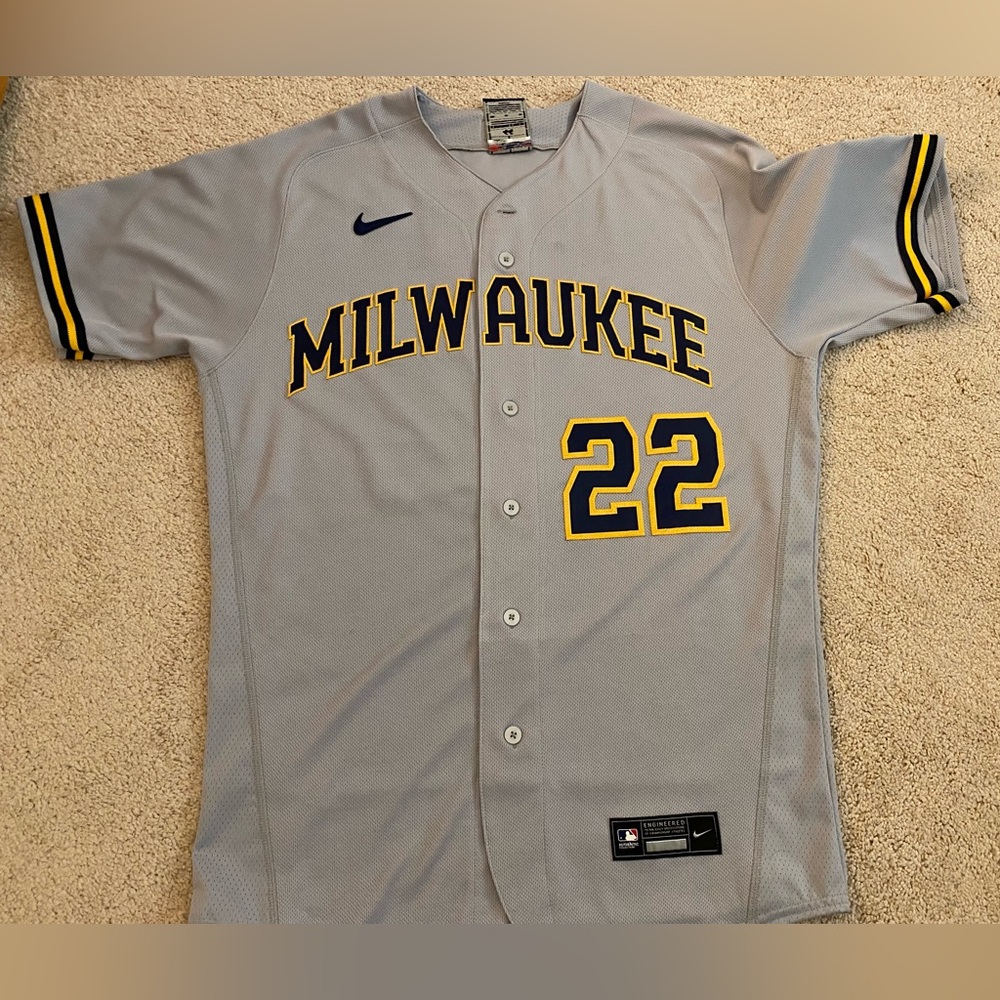 Christian Yelich Milwaukee Brewers Nike Authentic Collection Jersey Mens Large